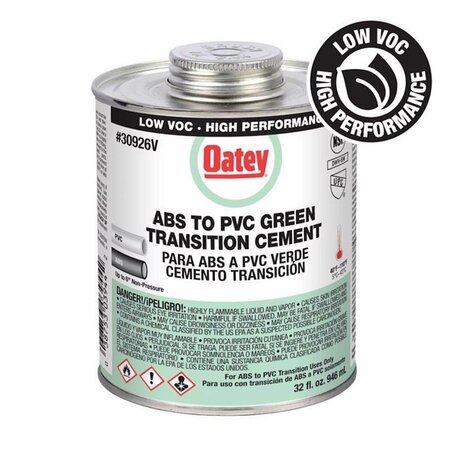 Oatey Green Transition Cement For ABSPVC 32 oz 30926V